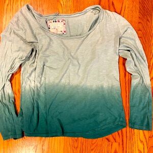 Pure + Good by Anthropologie turquoise ombré long sleeve t. So soft. Size L.